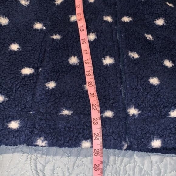 Croft & Barrow XL Navy Polka Dot Faux Fur Jacket Front Zip Polyester Winter Wear - Picture 8 of 8